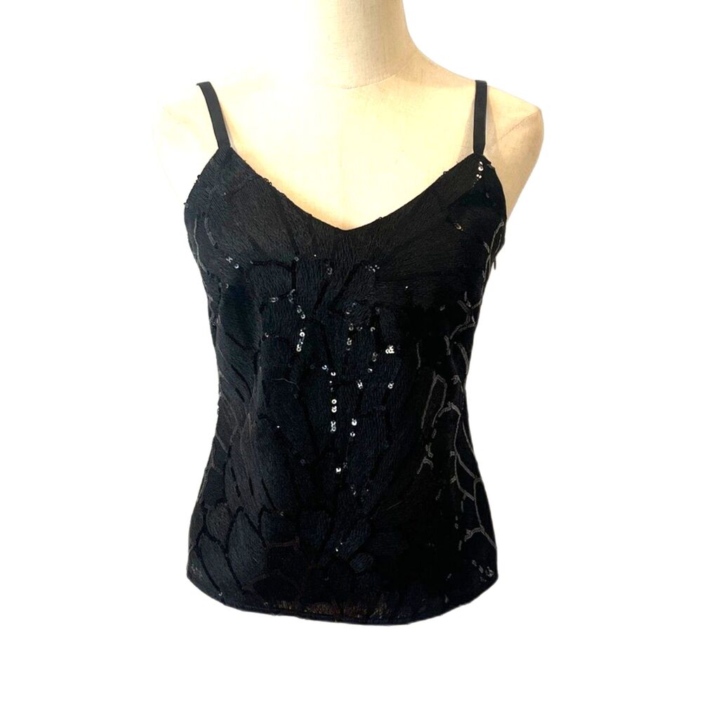 White House Black Market WHBM Black Sequin Cami NEW NWT XXSP $99
